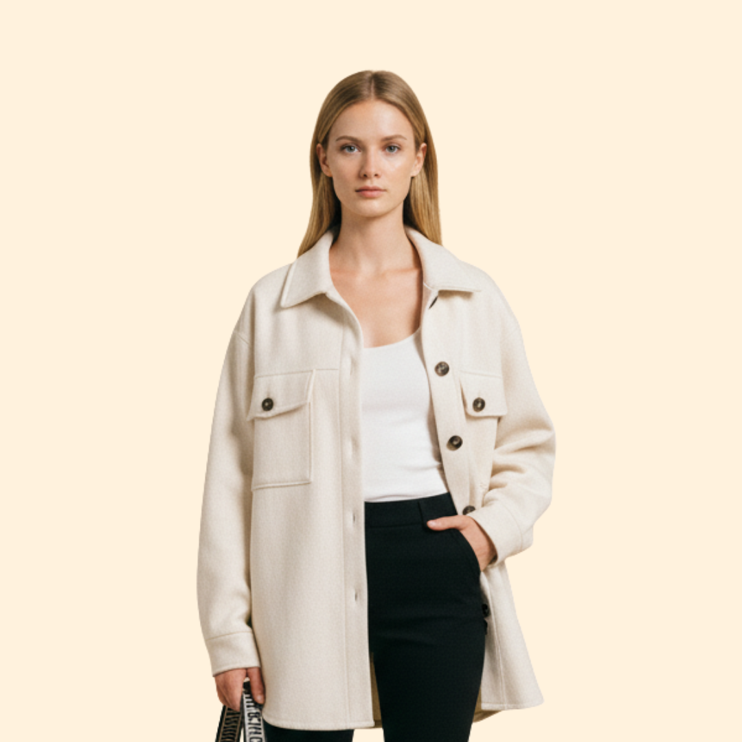 Manteau Mi-Long à Boutonnage Simple avec Poches à Rabat pour Femme