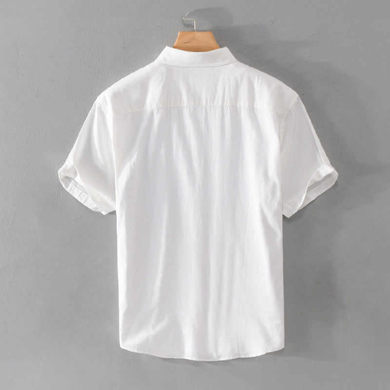 Chemise en coton à manches courtes pour hommes avec col classique et boutons