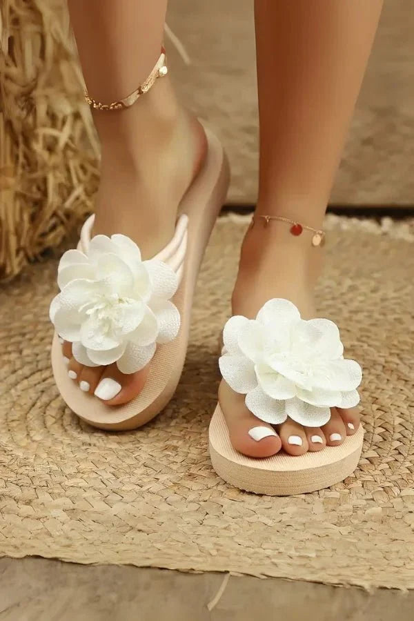 Sandales à Plateforme avec Décoration Florale et Semelle Souple en EVA pour Femme