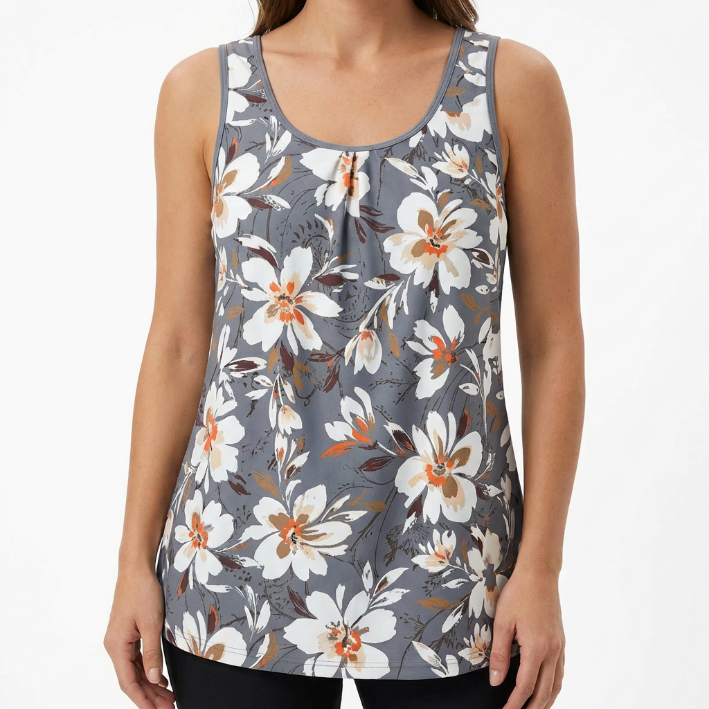 Maiô Tankini com Túnica Fluida Estampada e Parte de Baixo Short de Maiô
