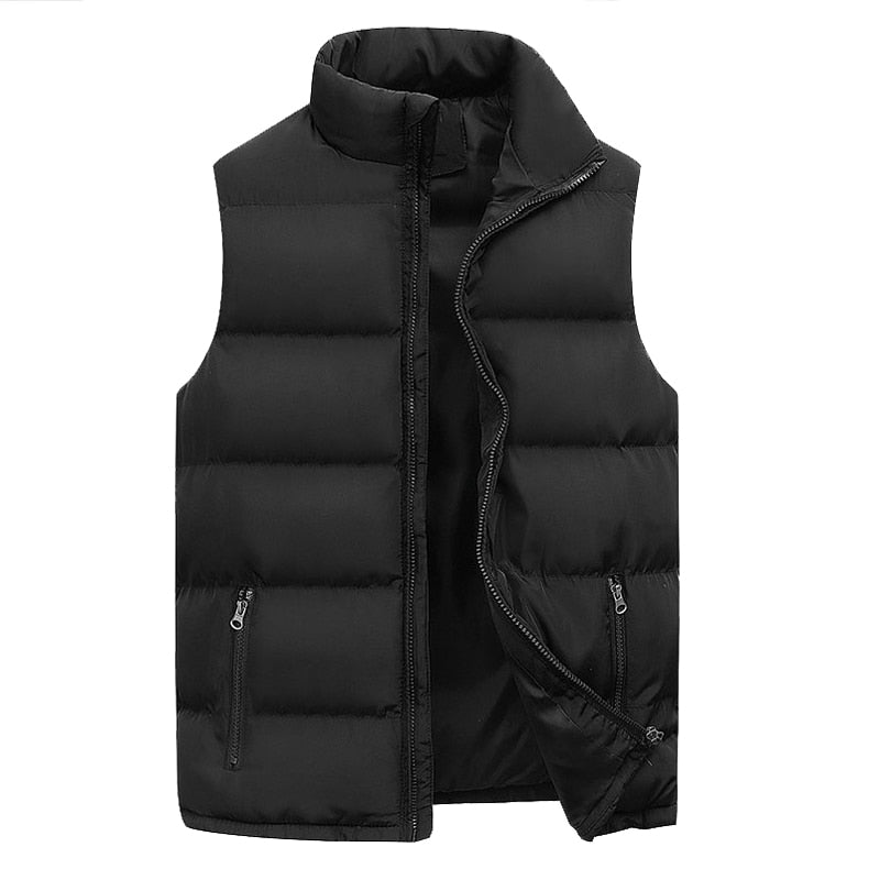Gilet sans manches matelassé pour homme avec col montant et fermeture zippée