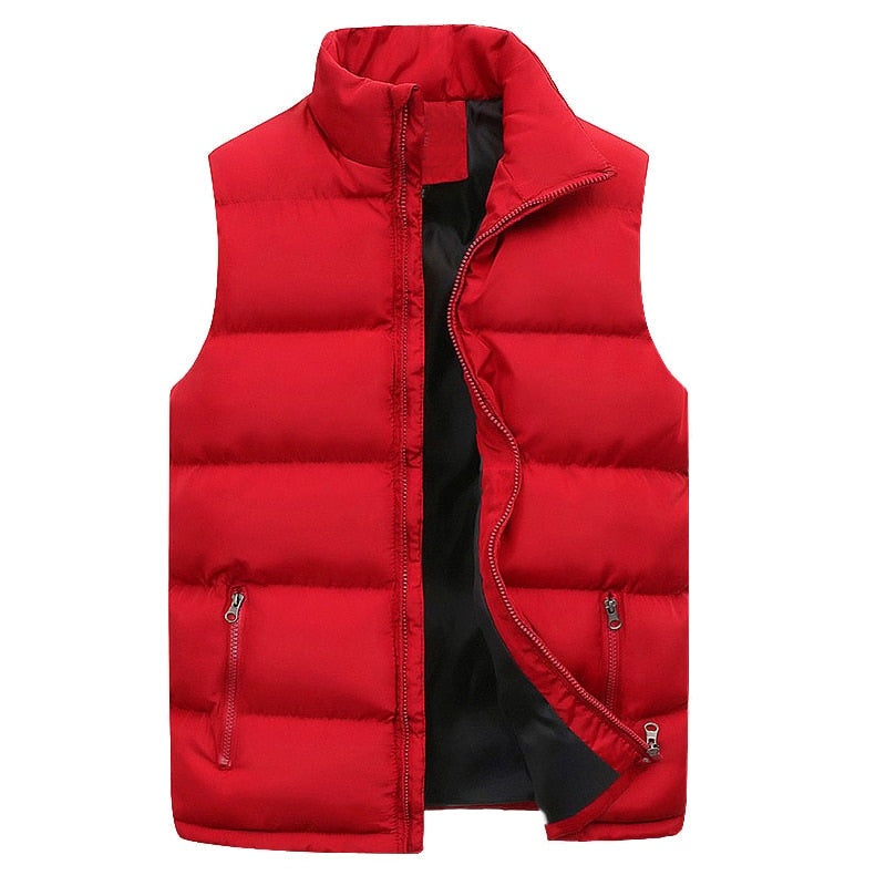 Gilet sans manches matelassé pour homme avec col montant et fermeture zippée