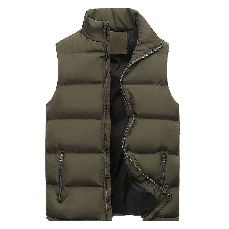 Gilet sans manches matelassé pour homme avec col montant et fermeture zippée