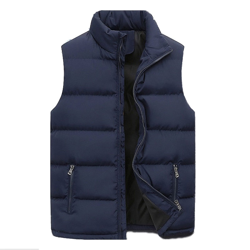 Gilet sans manches matelassé pour homme avec col montant et fermeture zippée