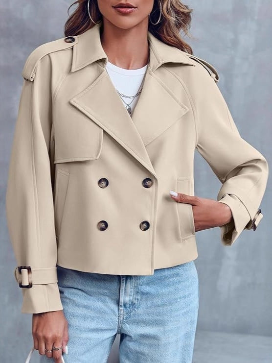 Women's trench coat for the office, double-breasted design, exclusive, all-day comfort