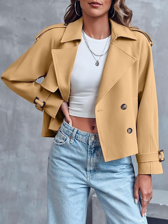 Women's trench coat for the office, double-breasted design, exclusive, all-day comfort