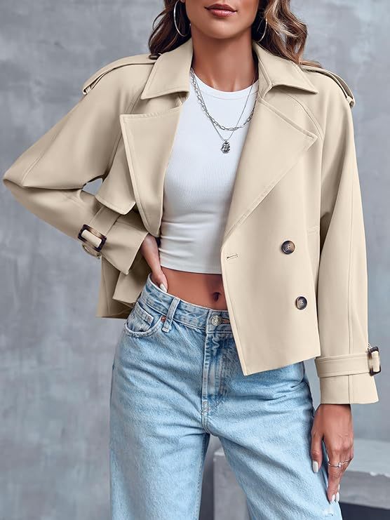 Women's trench coat for the office, double-breasted design, exclusive, all-day comfort