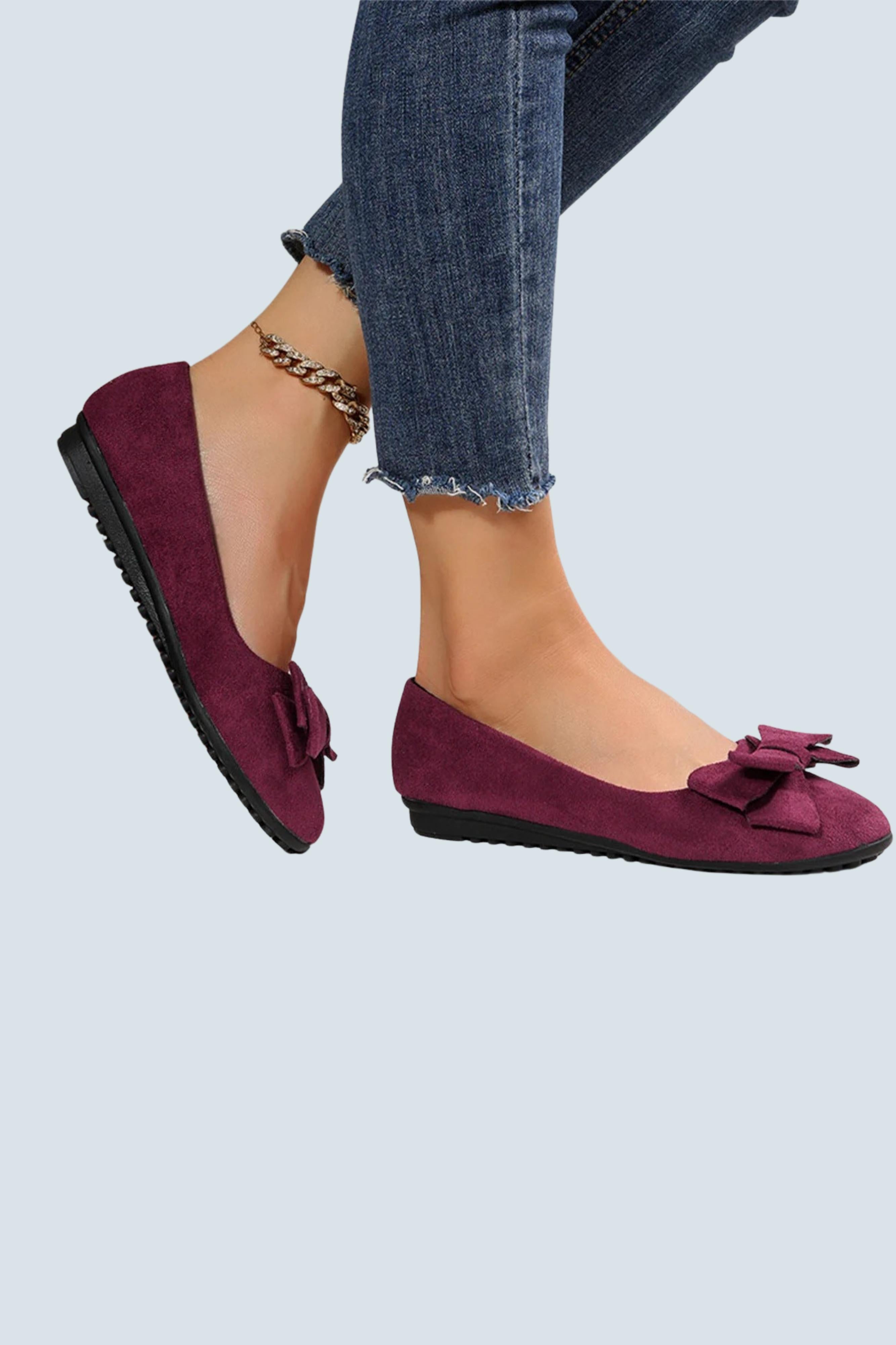 Ballerines Femme à Noeud avec Semelle Matelassée et Extérieur Doux