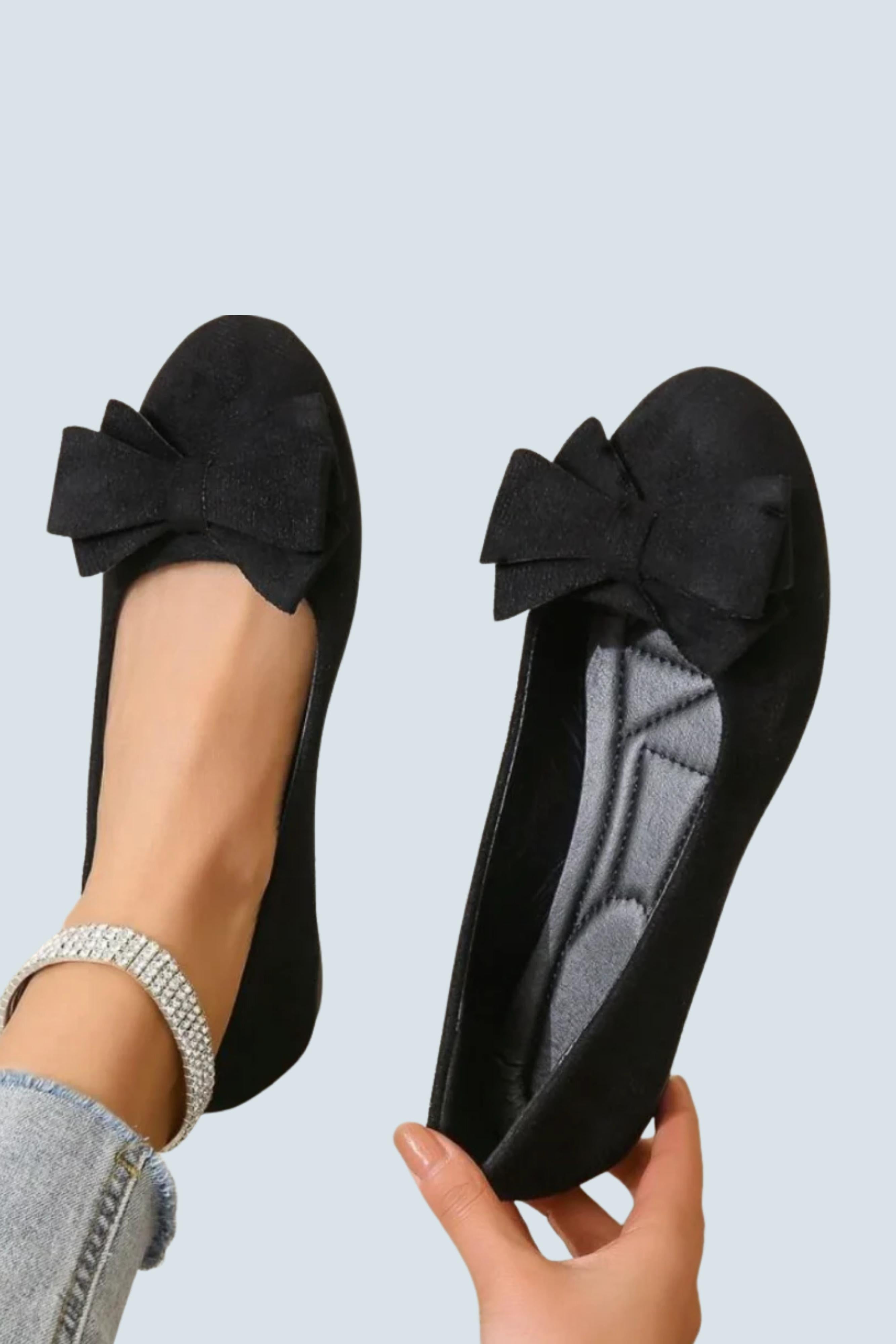 Ballerines Femme à Noeud avec Semelle Matelassée et Extérieur Doux