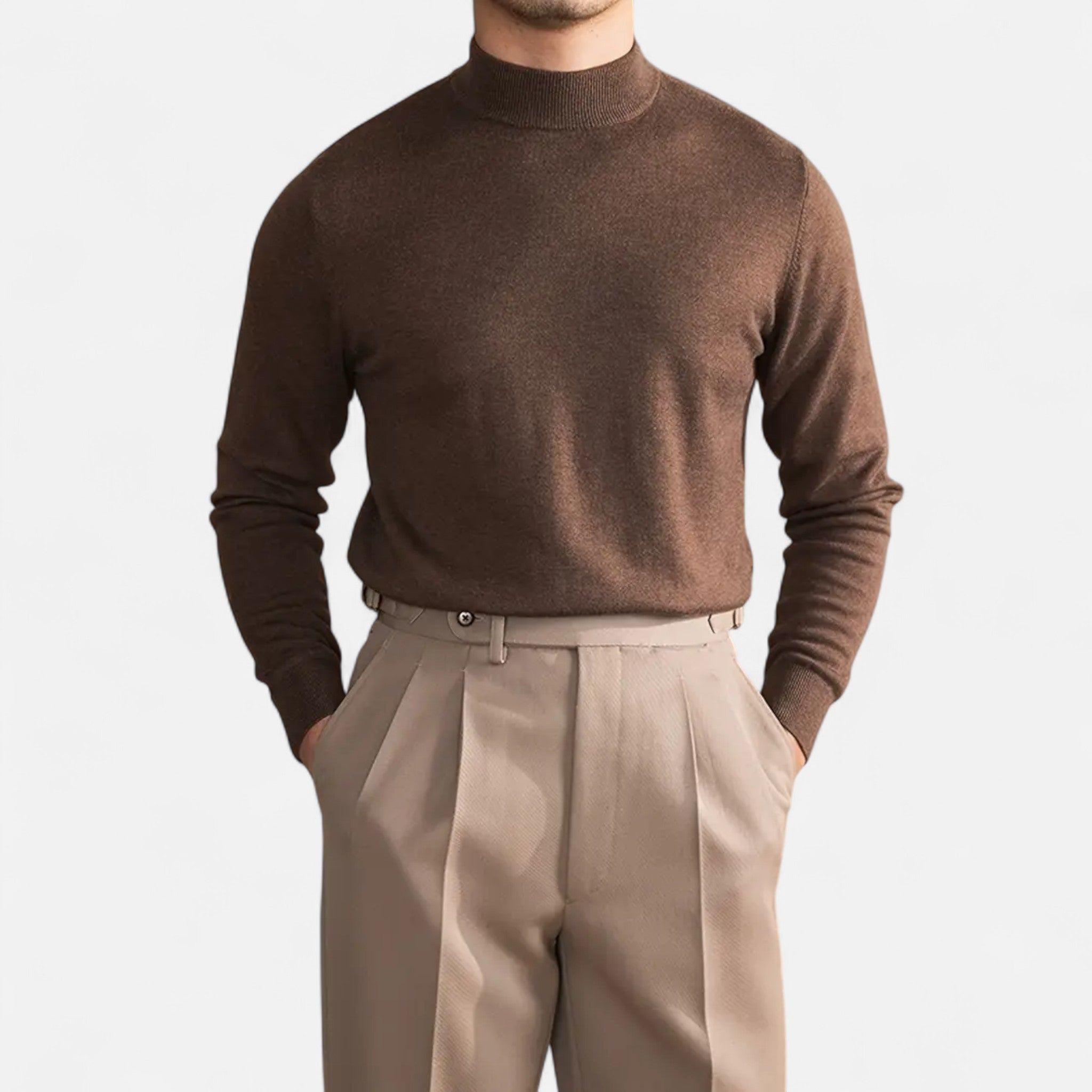 Velclairemode | Men's High Neck Sweater Professional Elegance