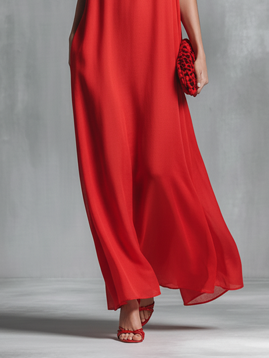 Robe Longue Fluide À Bretelles Fines