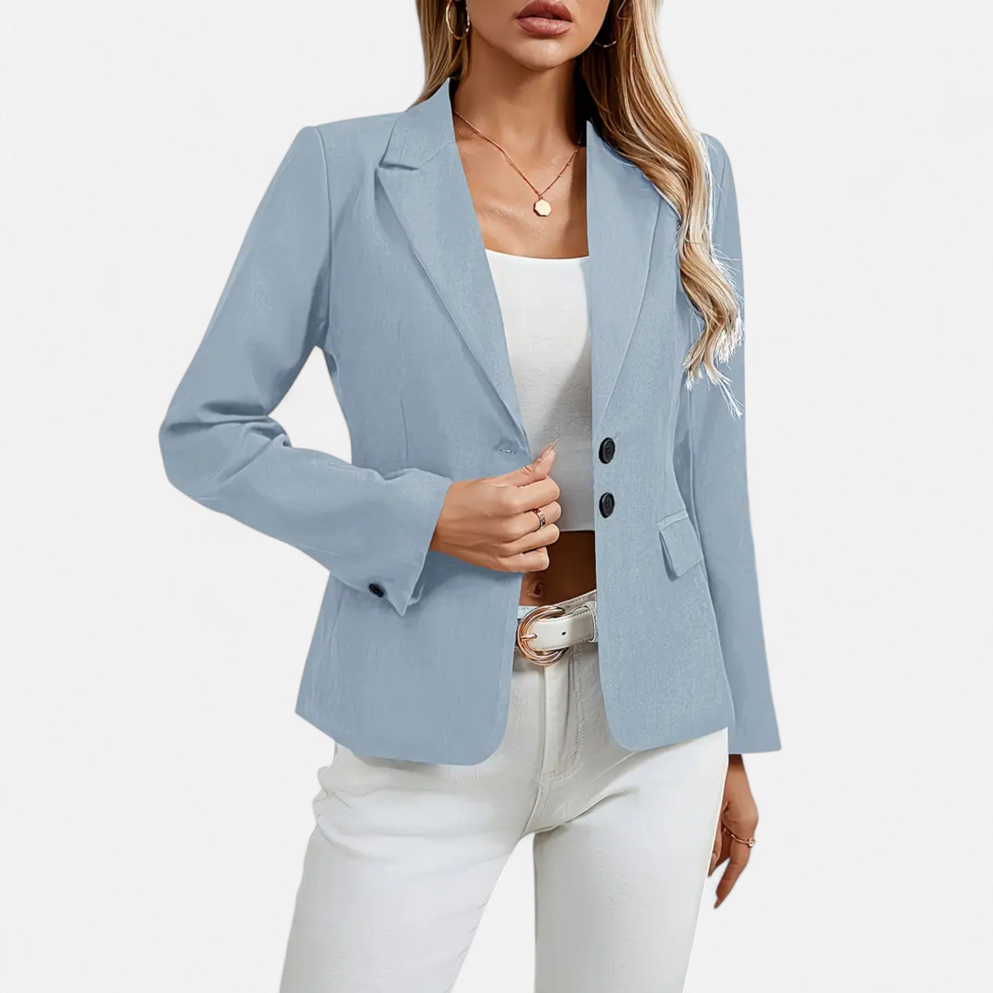 Velclairemode | Women's Elegant Buttoned Lapel Collar Blazer