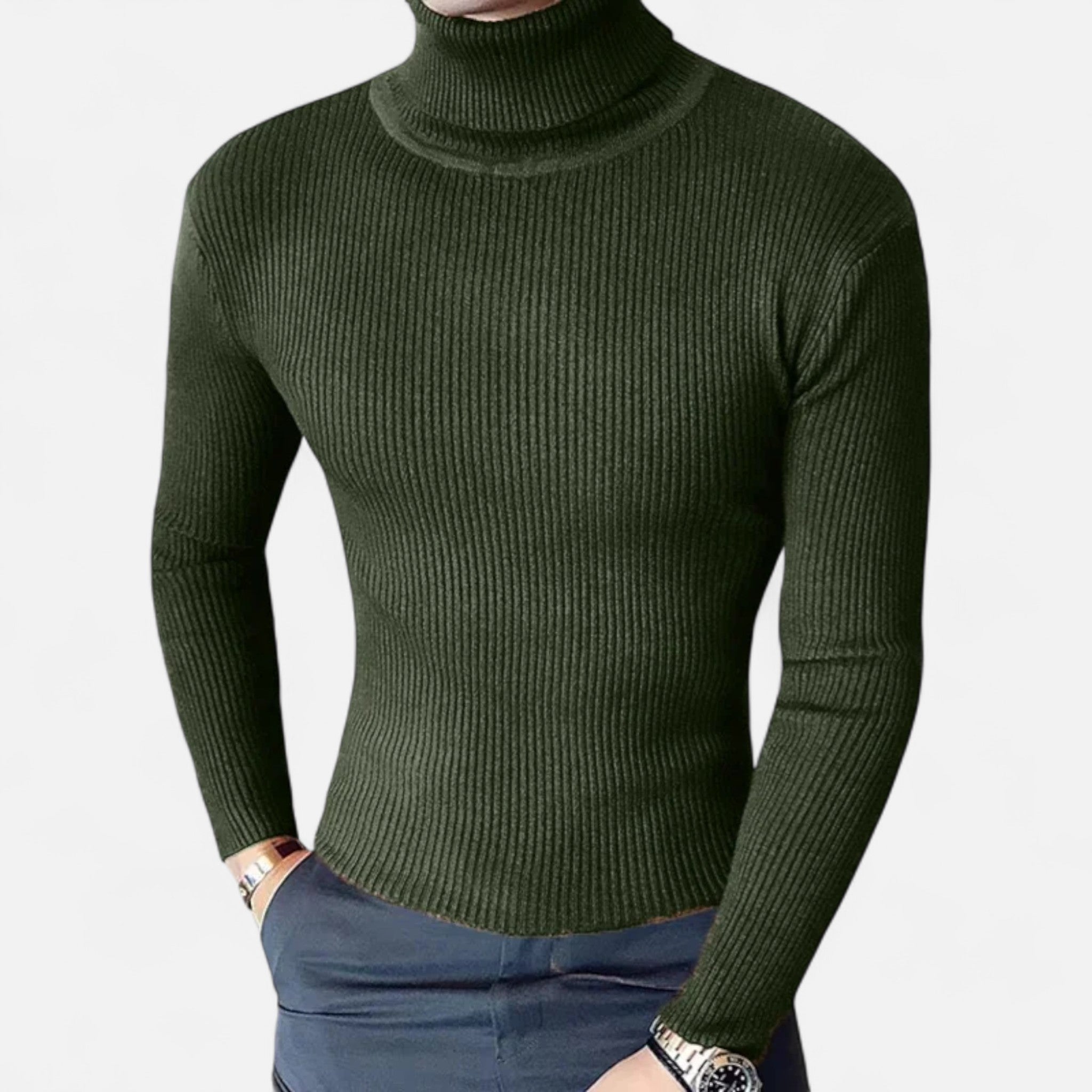 Velclairemode.com | Pull Col Roulé Homme à Manches Longues – Confort Structuré, Élégance Minimaliste