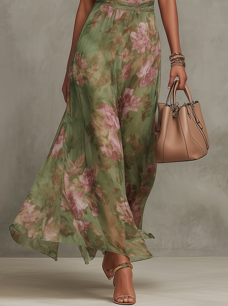 Robe Longue Fleurie À Encolure Dos Nu