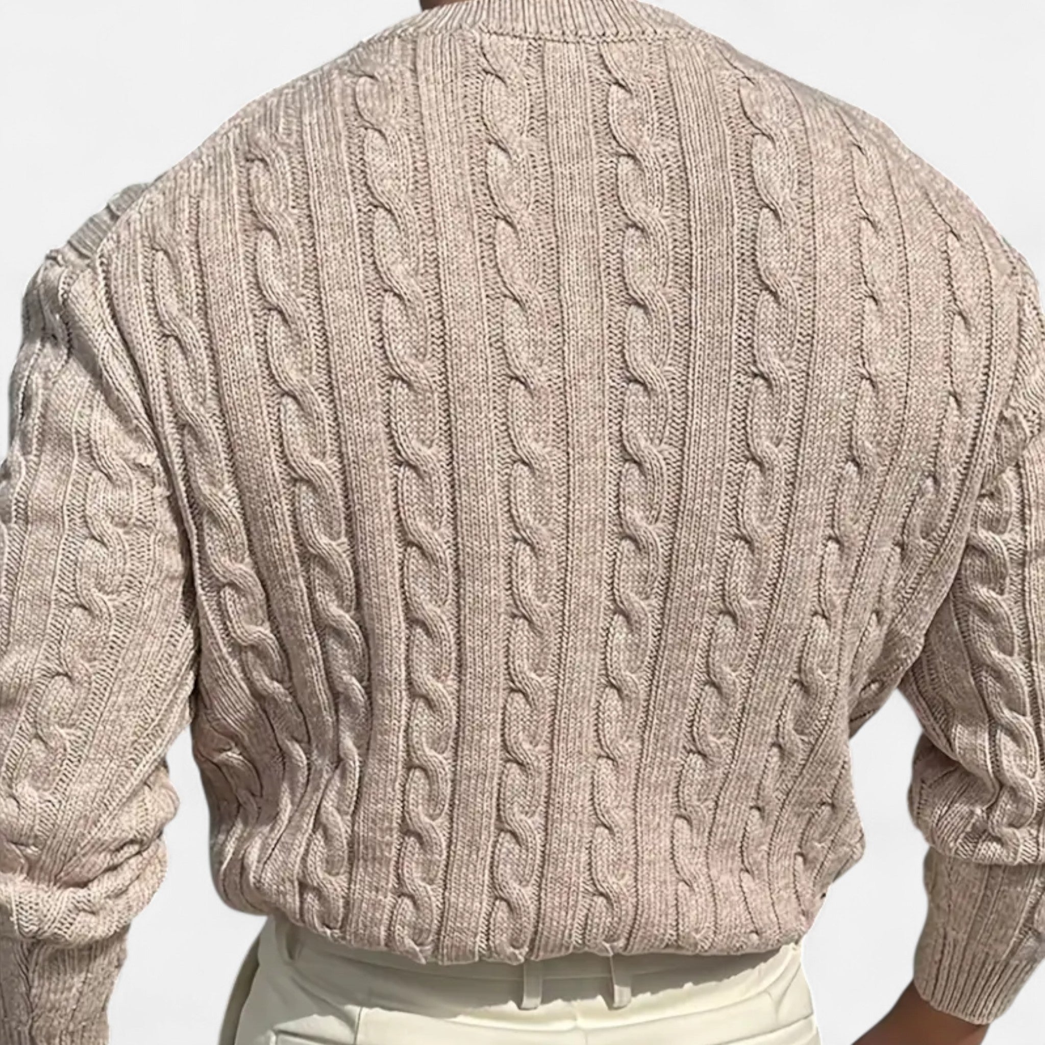 Velclairemode | Men's Round Neck Solid Knit Sweater Fall-Winter