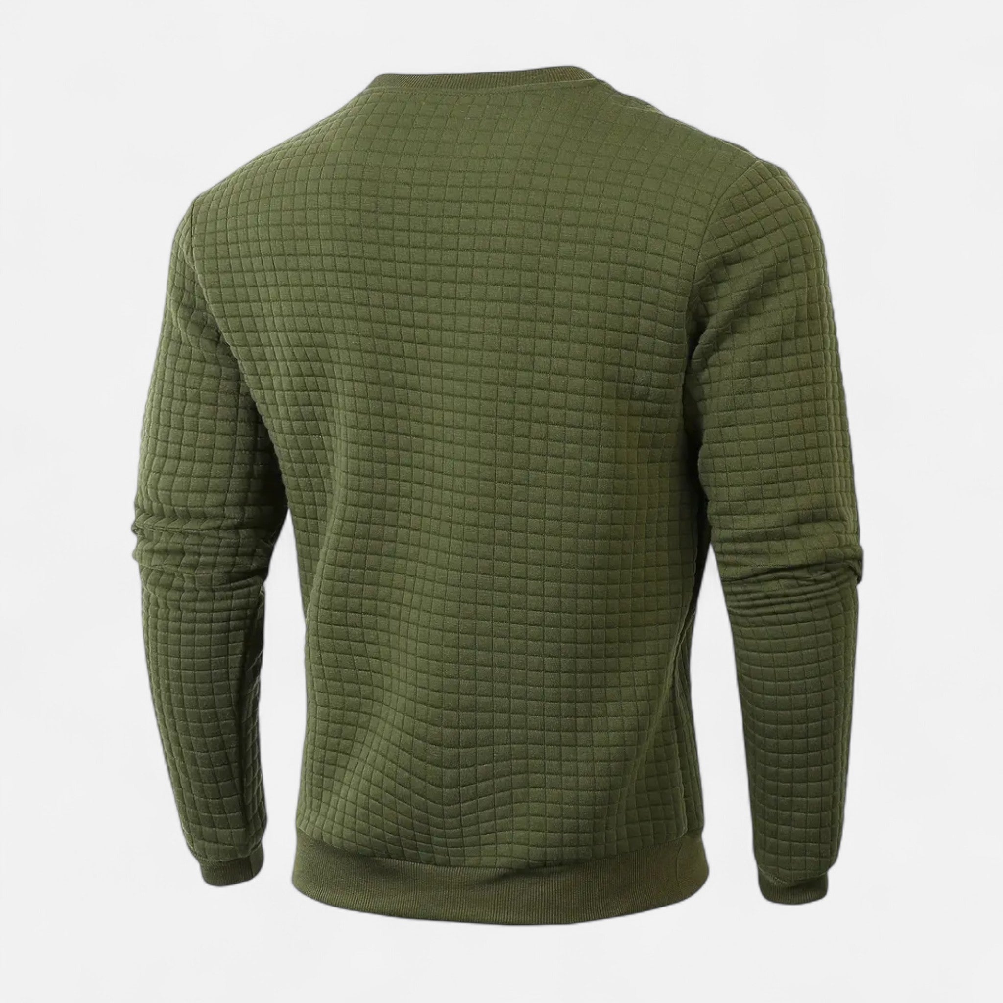 Velclairemode | Men's Jacquard Check Sweater with Orange Accents