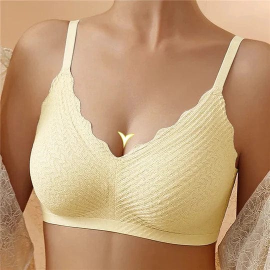 Soutien-gorge sans couture en nylon et élasthanne avec dentelle et sans armatures