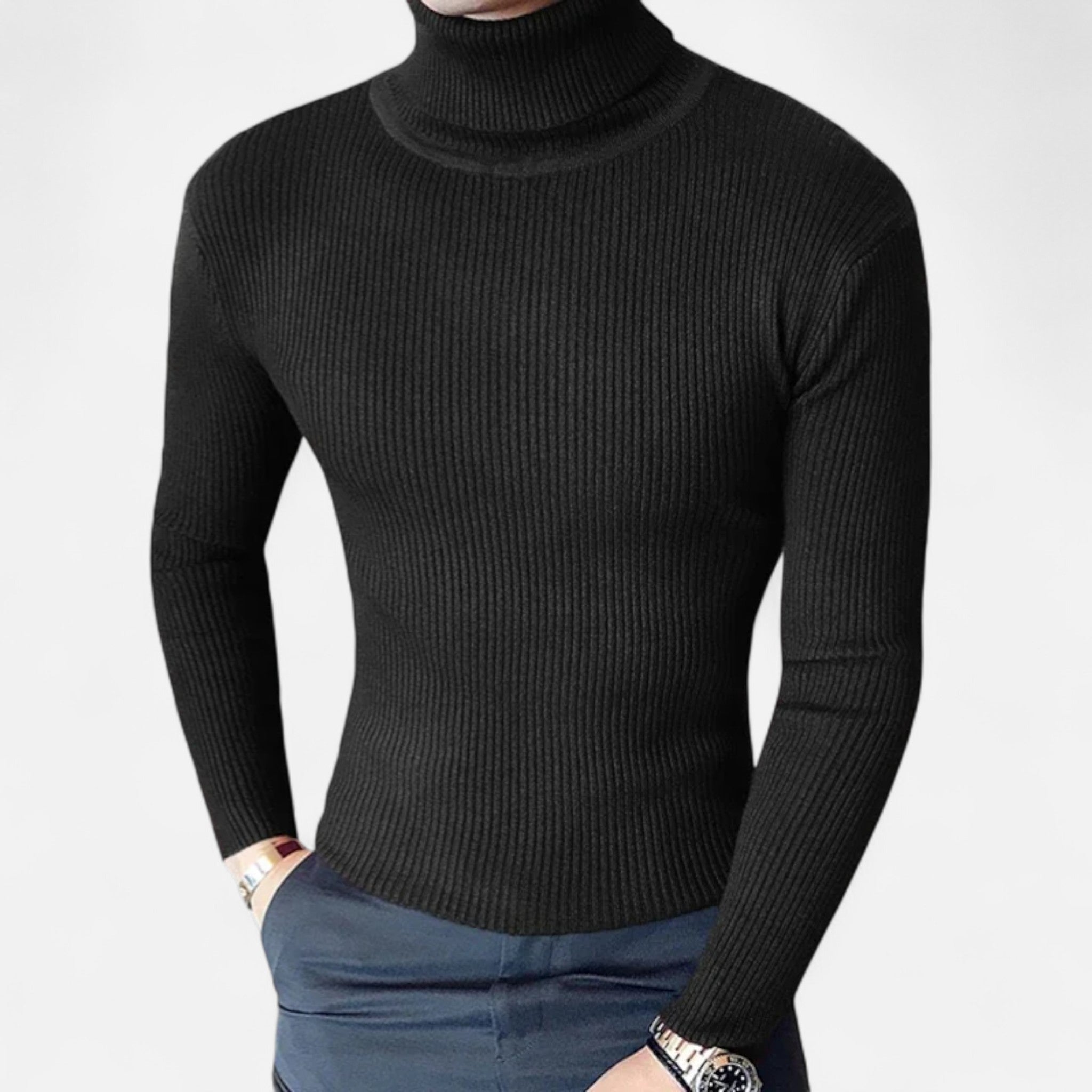 Velclairemode.com | Pull Col Roulé Homme à Manches Longues – Confort Structuré, Élégance Minimaliste