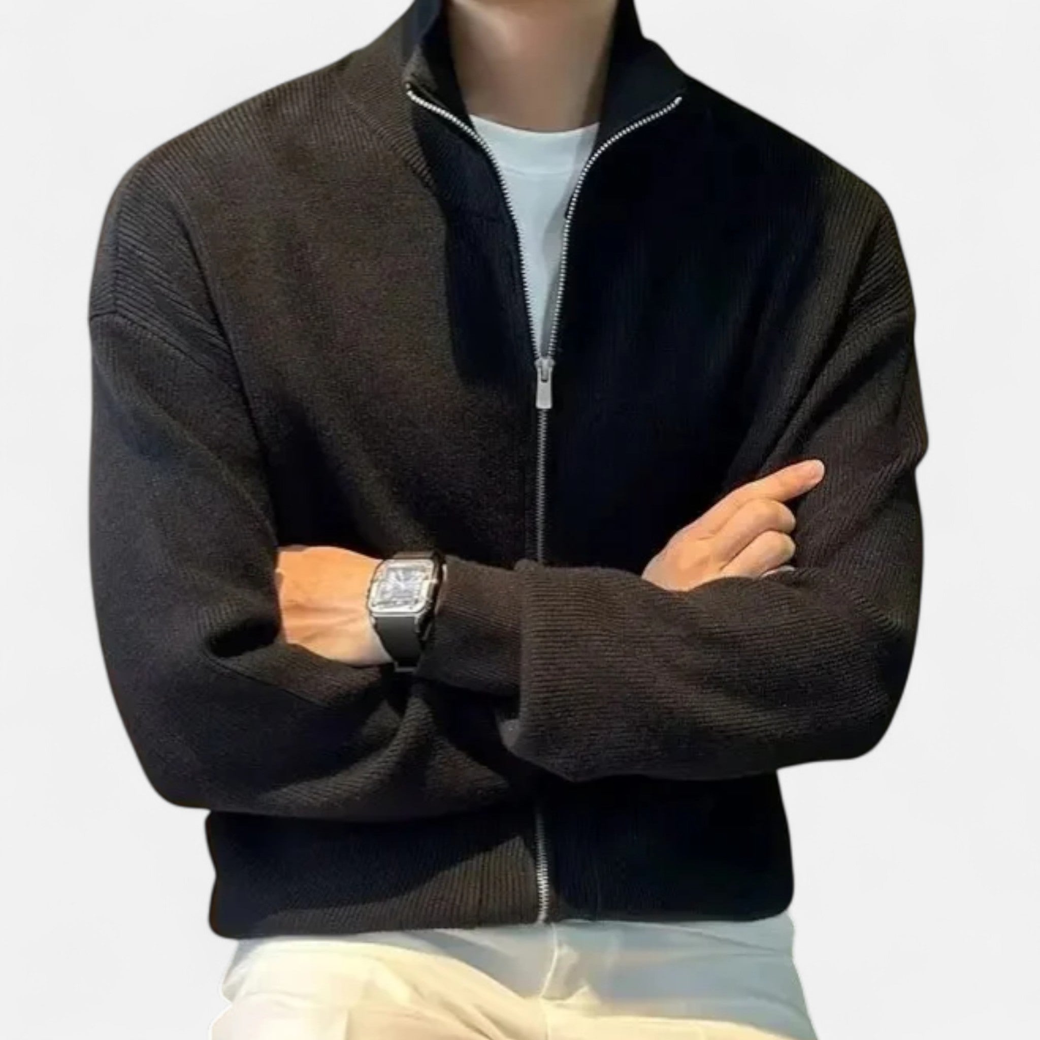 Velclairemode.com | Men's Casual Jacket with Stand-Up Collar – Urban Look, Structured Elegance