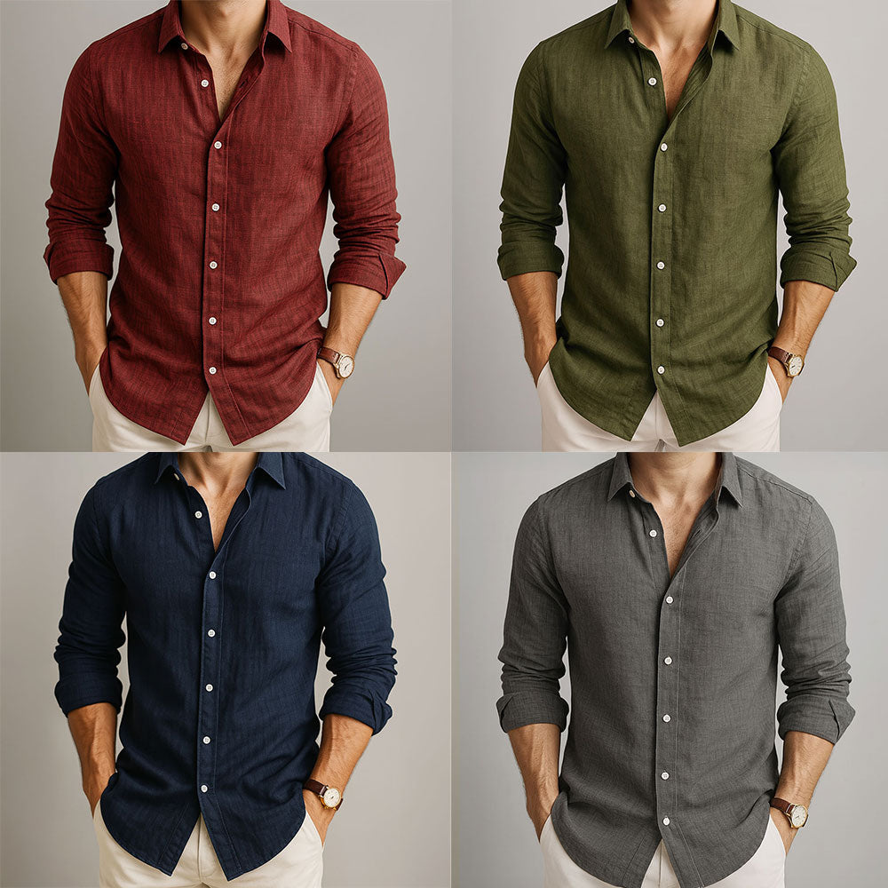Polo à manches longues pour hommes — boutonné — bureau et loisirs