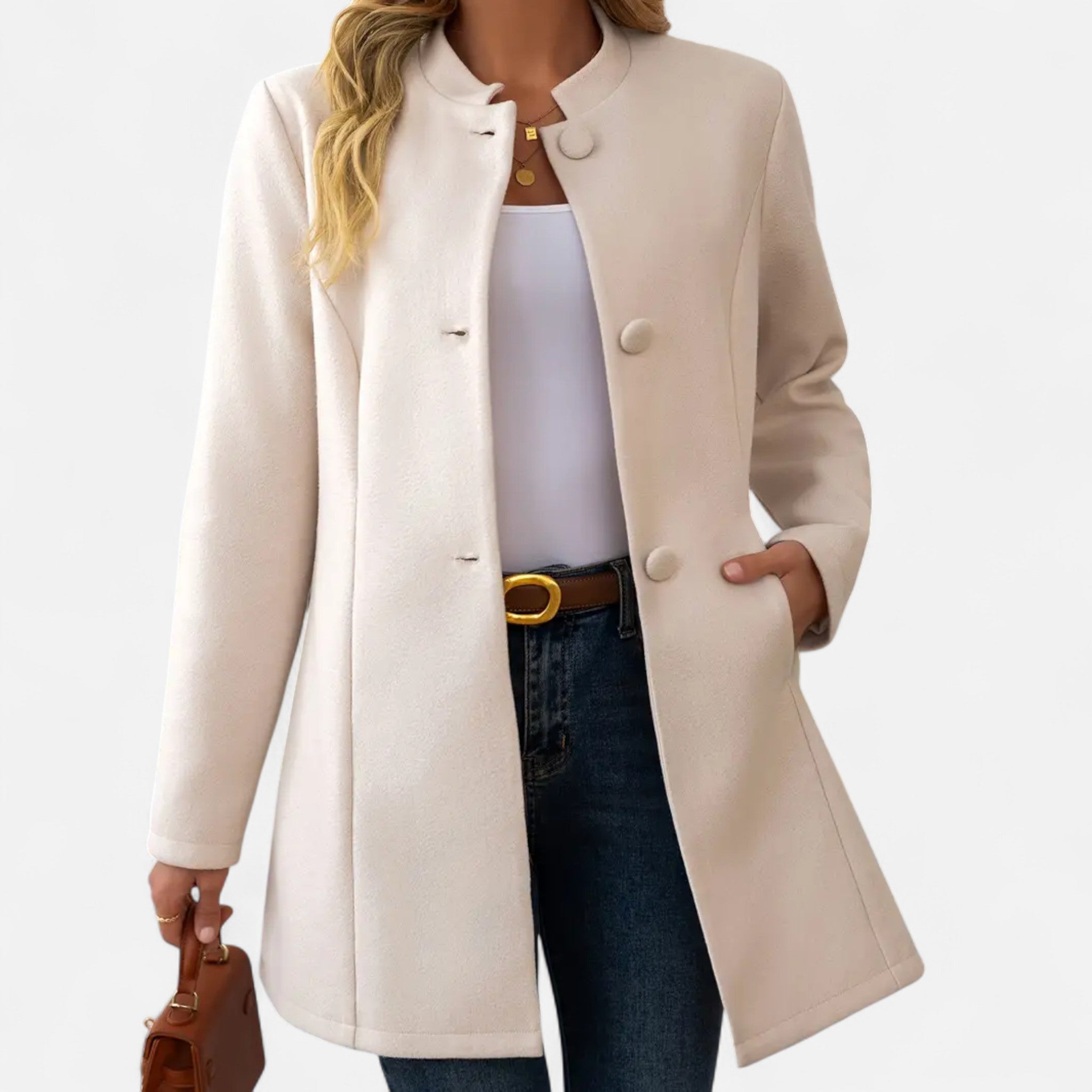 Velclairemode | Women's Mid-Length Jacket with Stand-Up Collar for Autumn and Winter