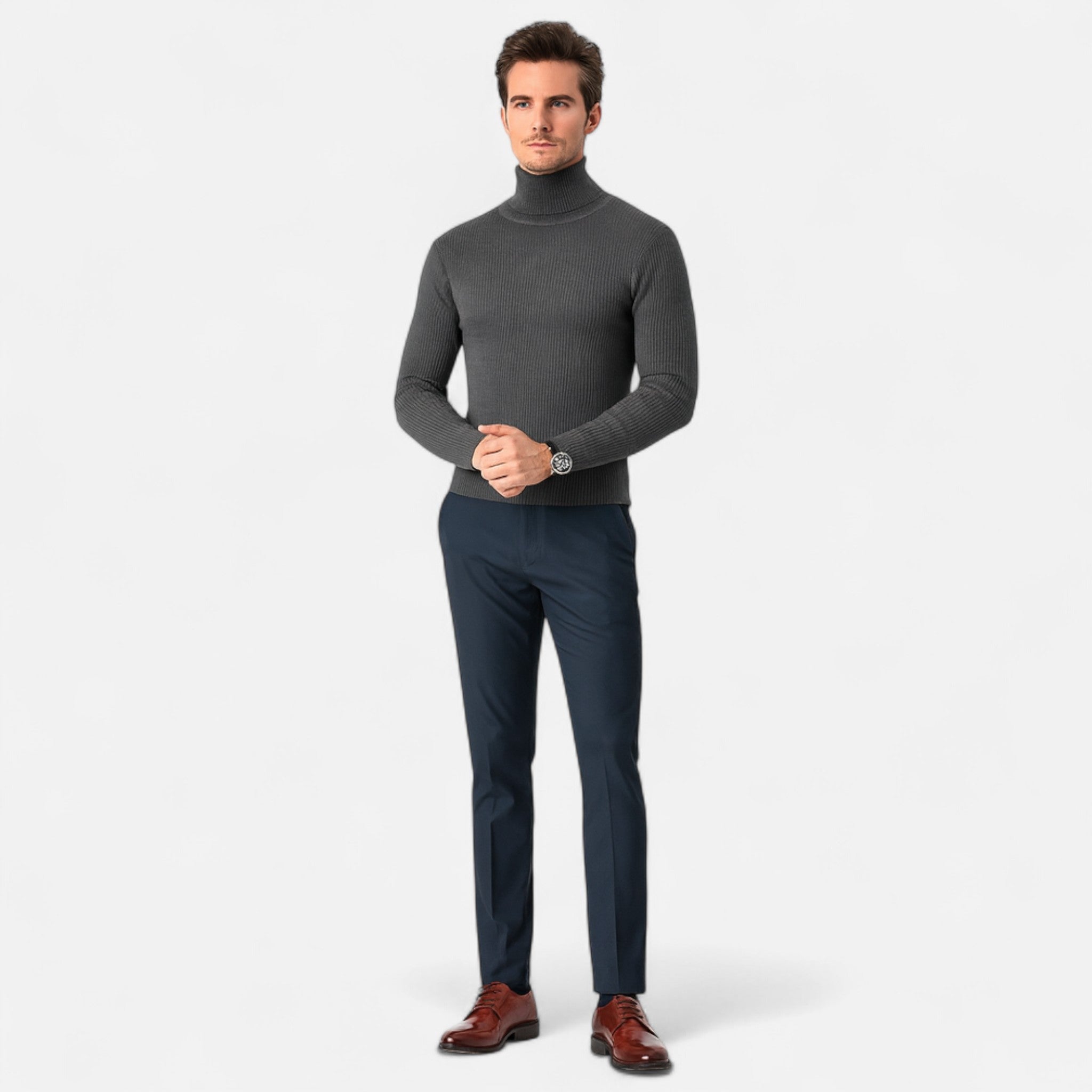 Velclairemode.com | Pull Col Roulé Homme à Manches Longues – Confort Structuré, Élégance Minimaliste