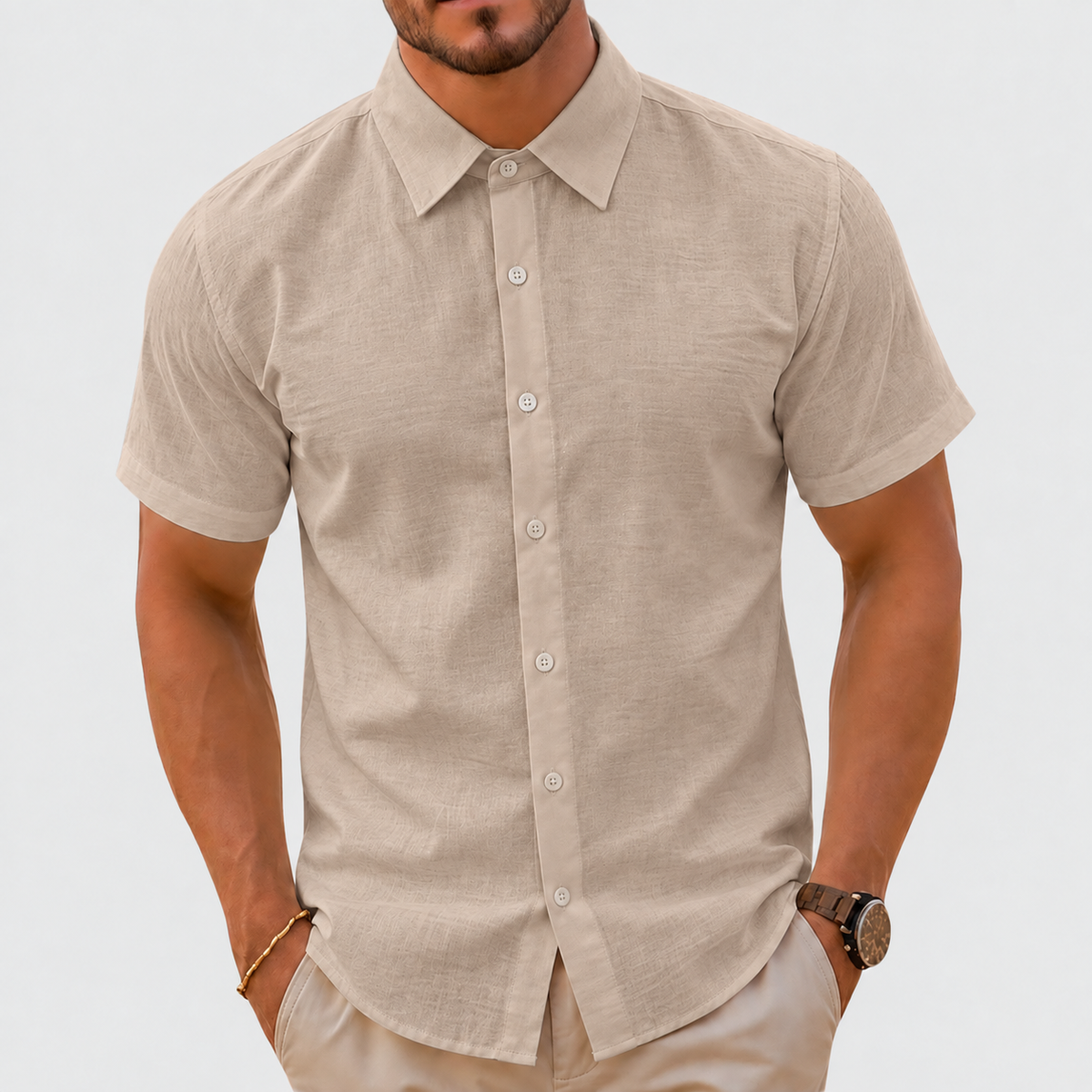 Chemise Homme Manches Courtes Lin
