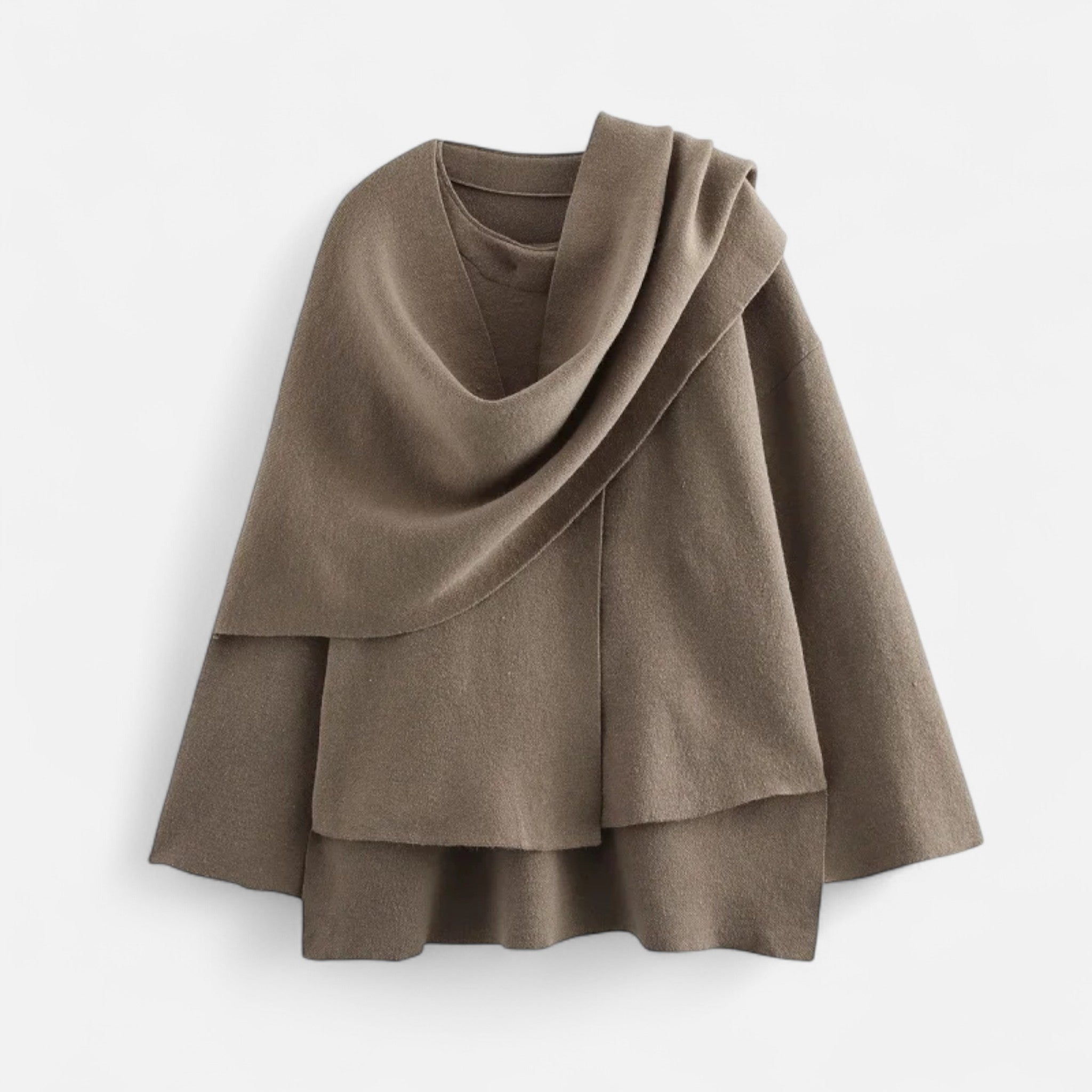Velclairemode | Women's Mid-Season Jacket with Asymmetrical Scarf