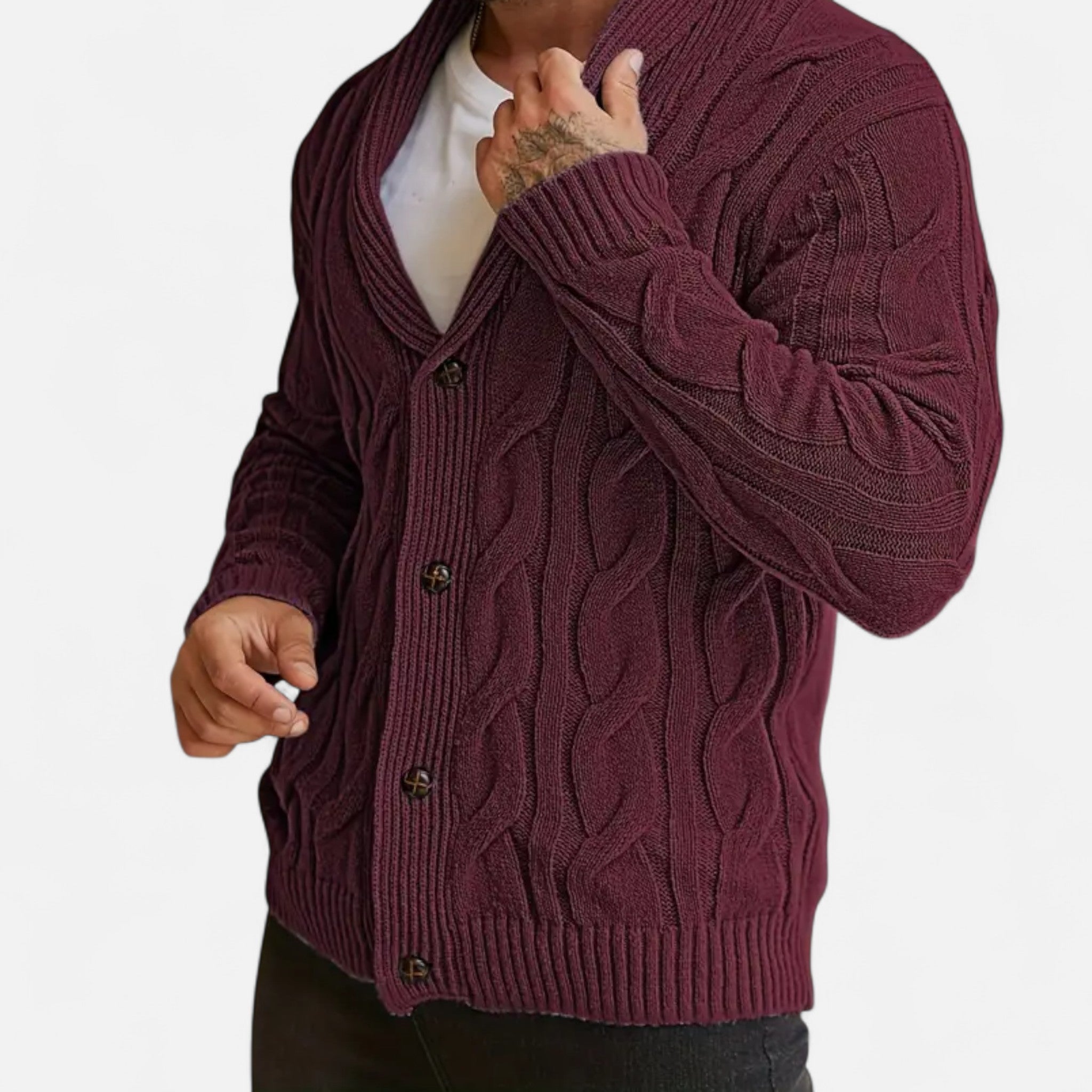 Velclairemode | Men's Cardigan Geometric Patterns Winter Elegance