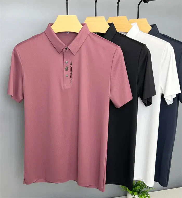 Polo in cotone da uomo senza bisogno di stiratura — quotidiano — ufficio