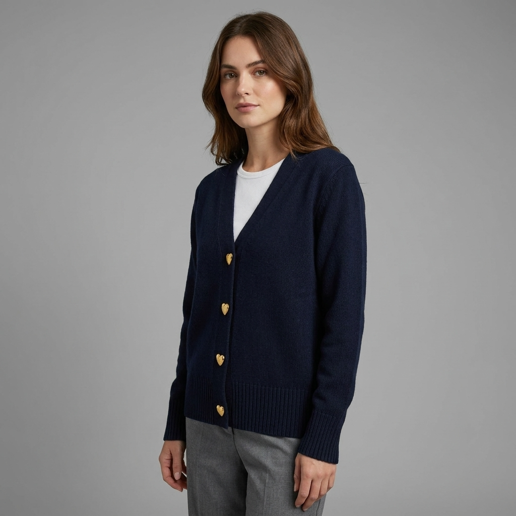 Cárdigan femenino casual con cuello en V, botones elegantes, mangas largas y cómodo