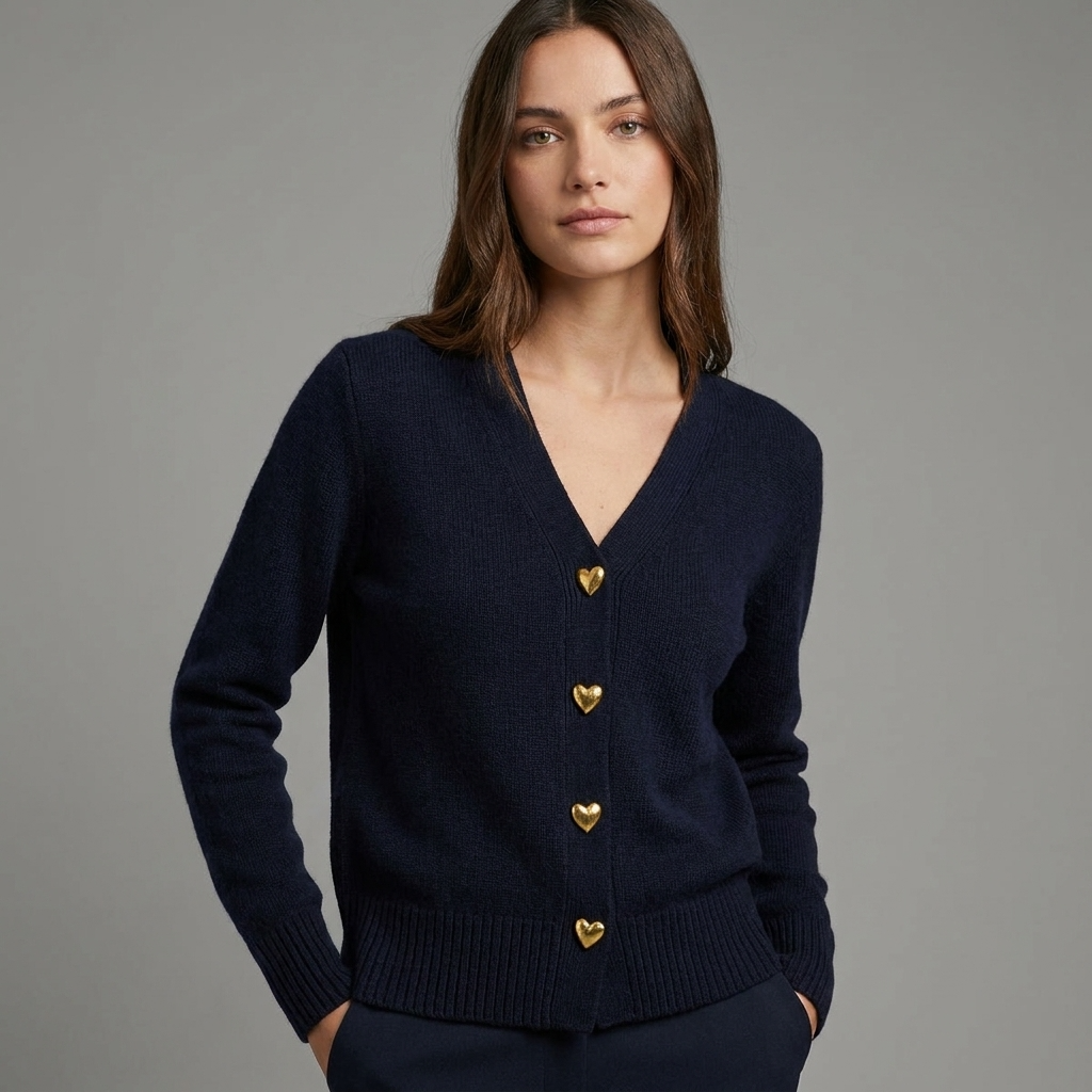 Cárdigan femenino casual con cuello en V, botones elegantes, mangas largas y cómodo