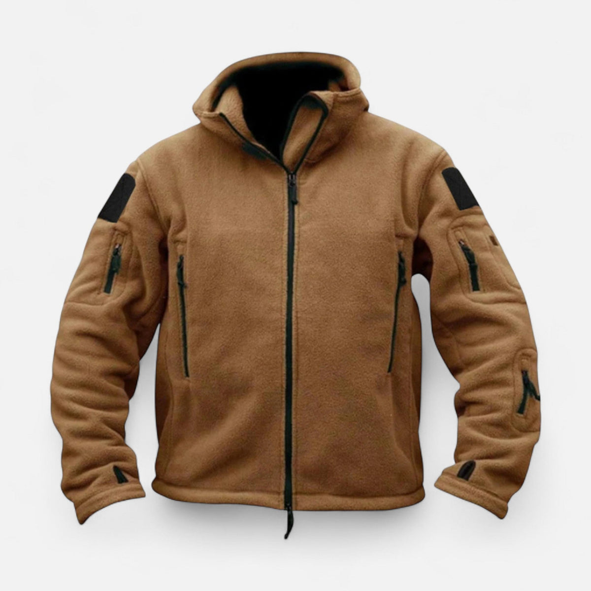 Giacca tattica da uomo con cappuccio per attività all’aperto, softshell, fodera in pile, tasche con cerniera