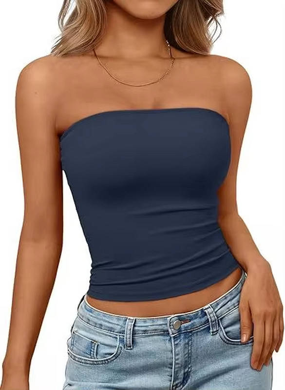 Crop top bandeau pour femme — maille extensible sans couture — été
