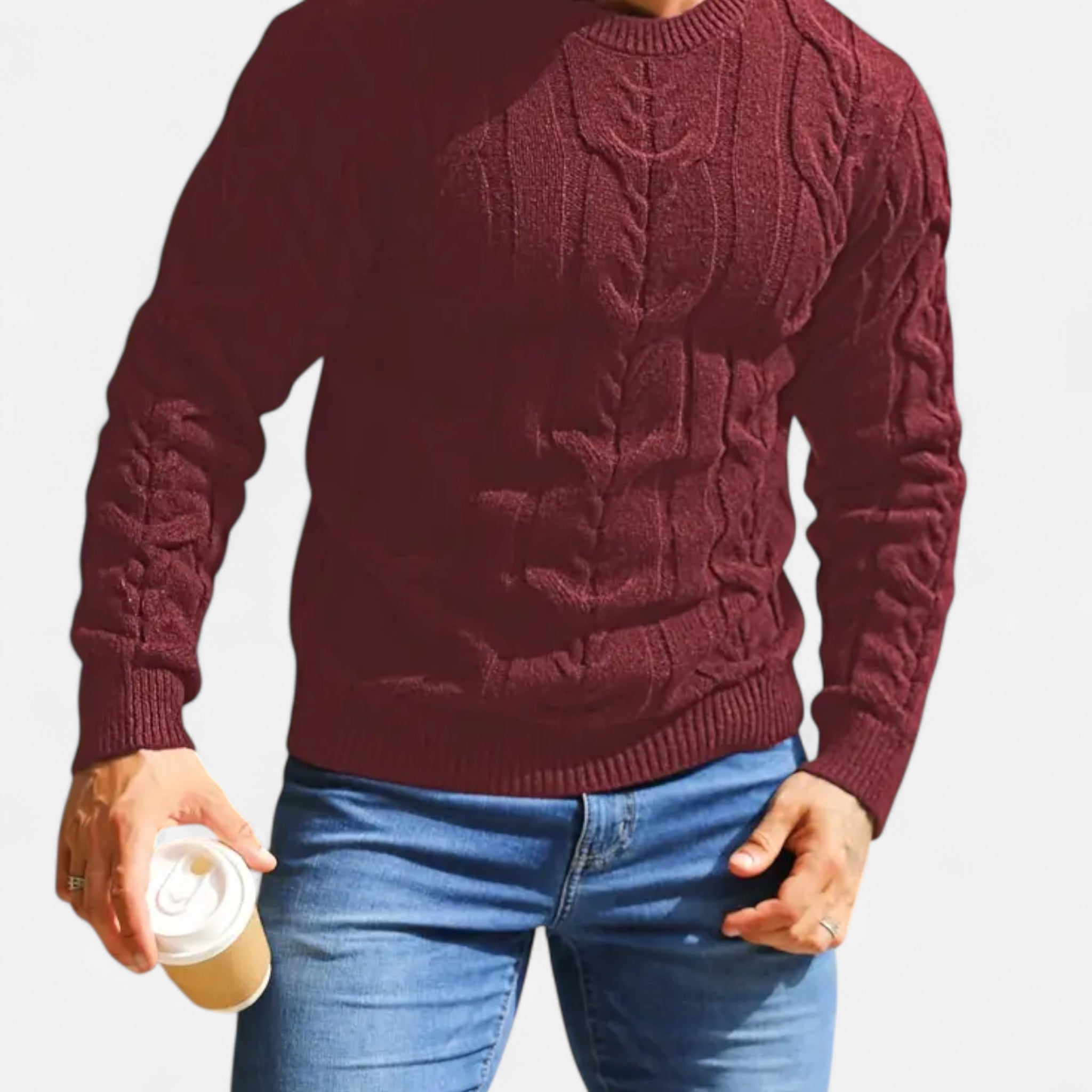 Velclairemode | Men's Striped Round Neck Sweater Fall-Winter