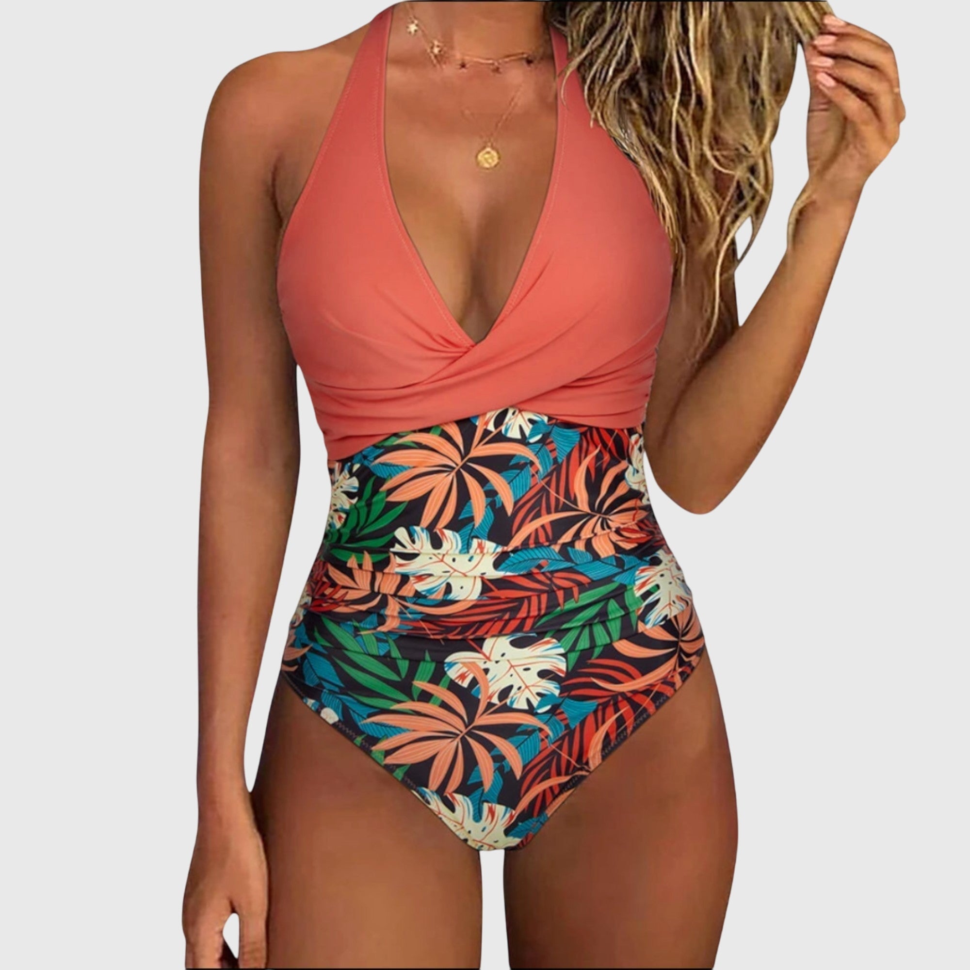 Costum de baie întreg cu imprimeu tropical