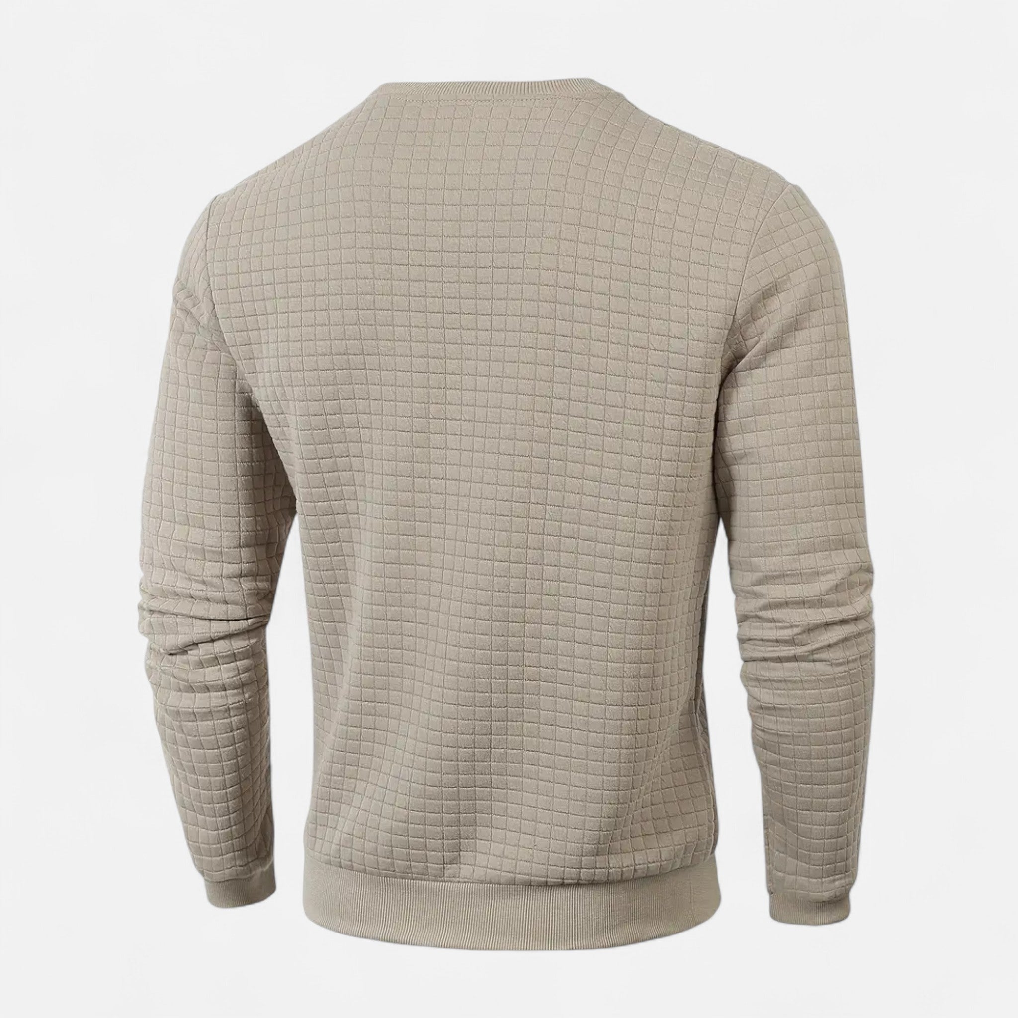 Velclairemode | Men's Plaid Pattern Round Neck Sweater for Fall-Winter