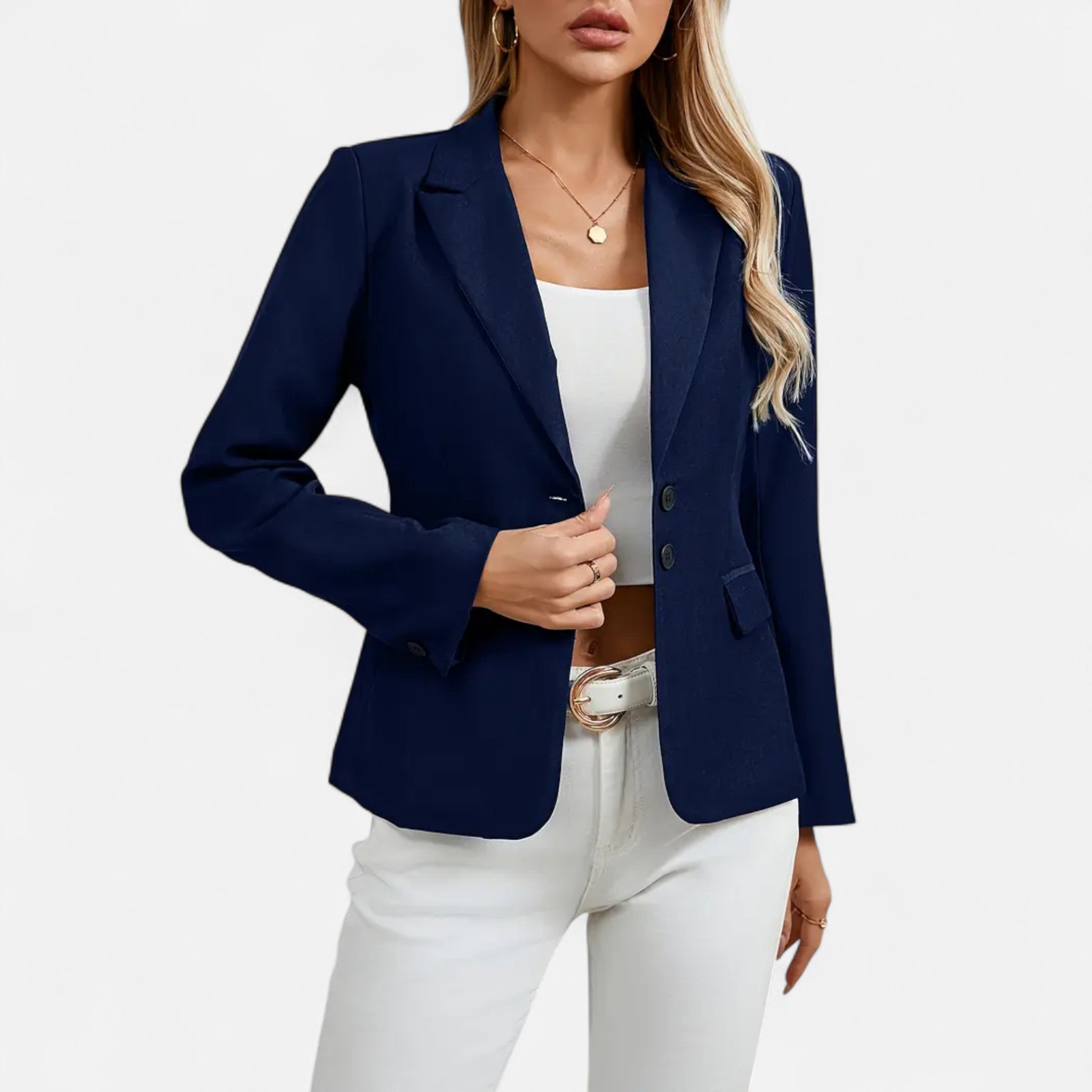 Velclairemode | Women's Elegant Buttoned Lapel Collar Blazer