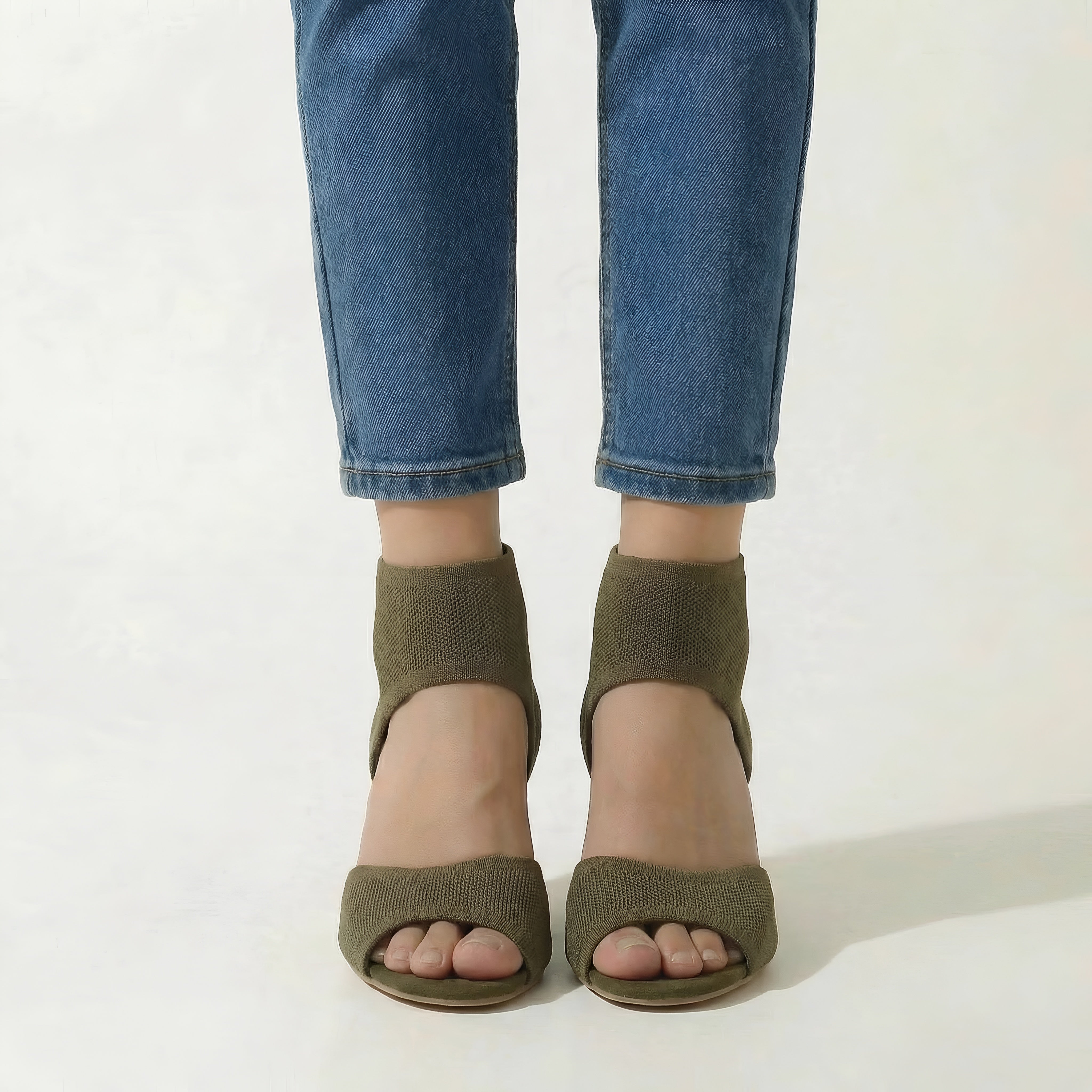 Pantofi cu toc mediu de vară, sandale elegante pentru femei cu suport pentru gleznă