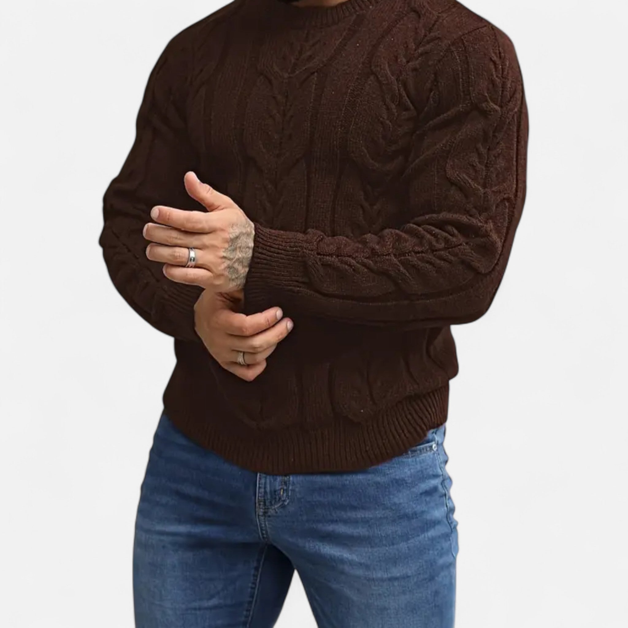 Velclairemode | Men's Striped Round Neck Sweater Fall-Winter