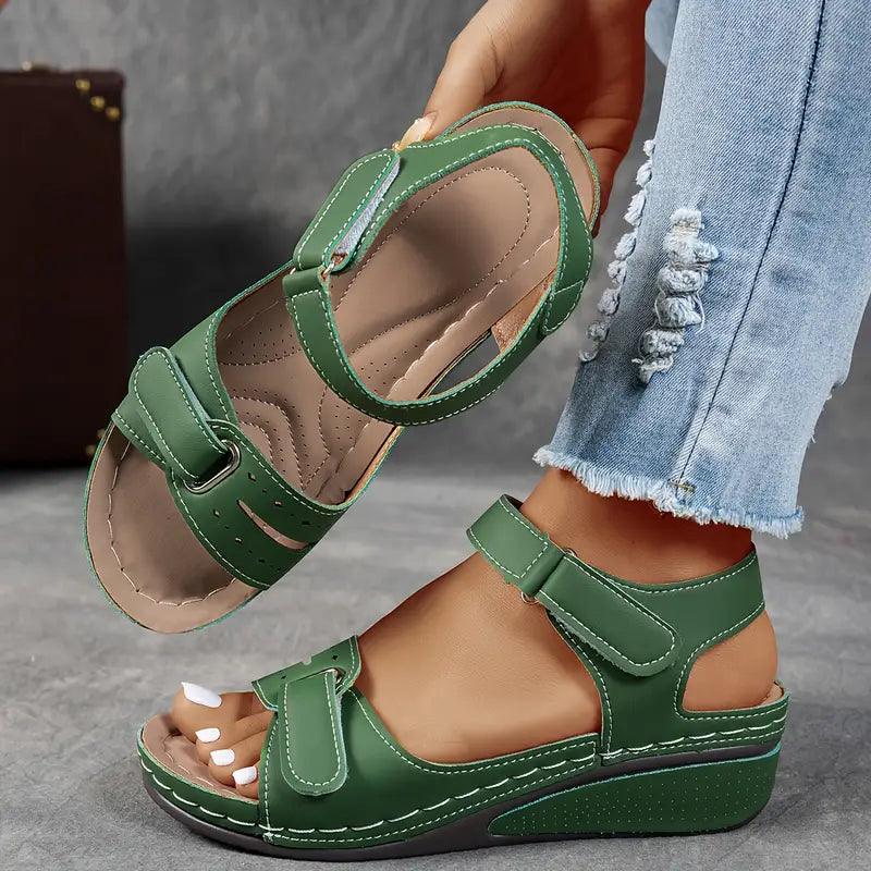 Sandalias con Tacón Cuña para Mujer con Correas Ajustables y Suela Flexible