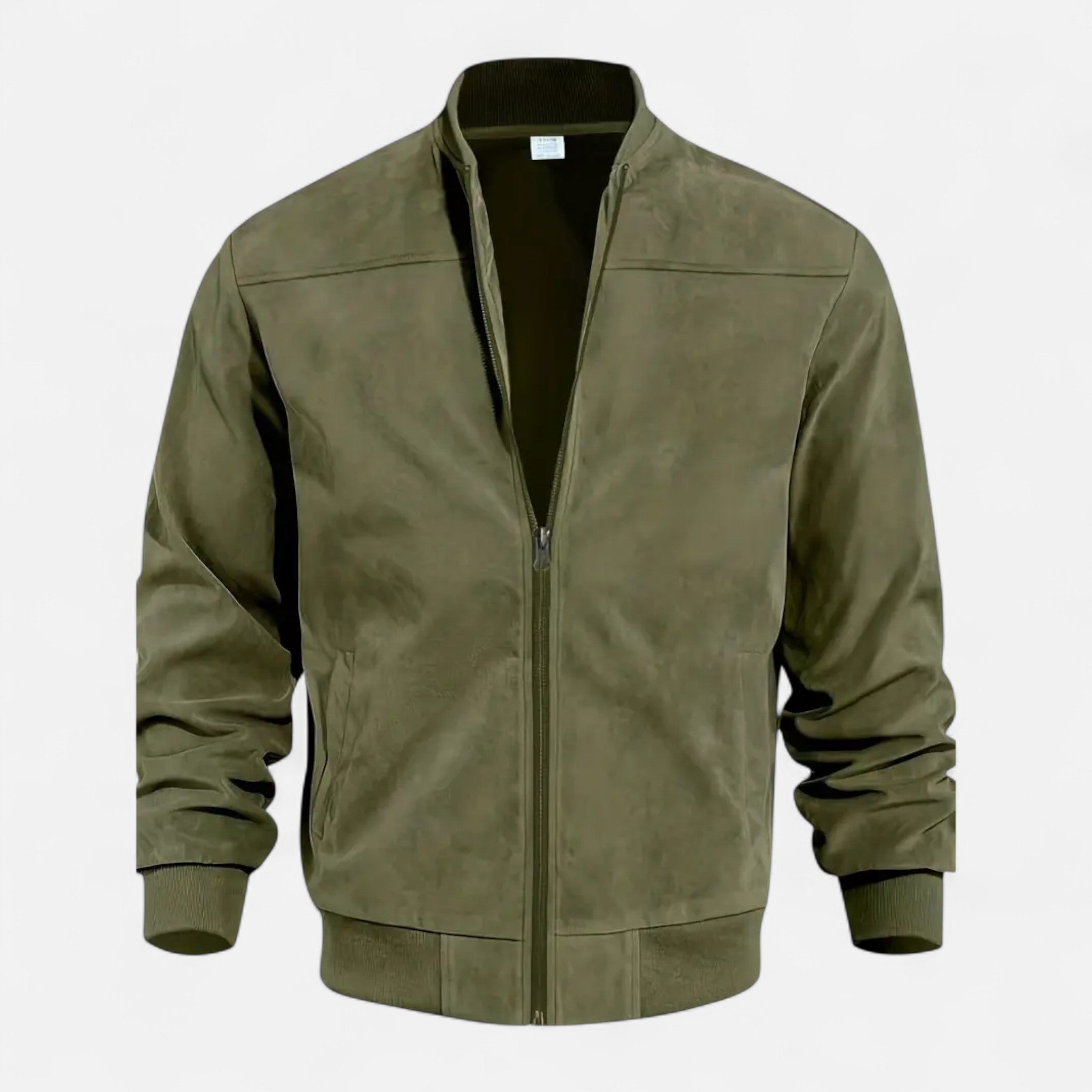 Velclairemode | Men's Beige Velvet Zip-Up Jacket Spring-Autumn