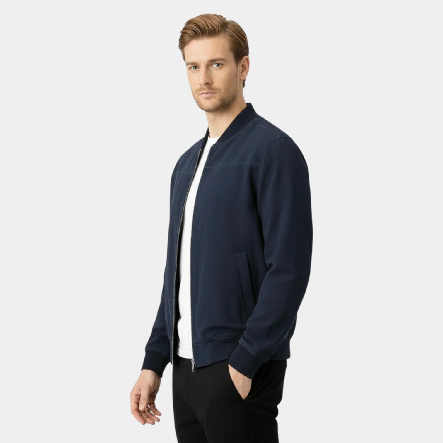 Veste bomber légère pour homme avec col montant et fermeture zippée intégrale