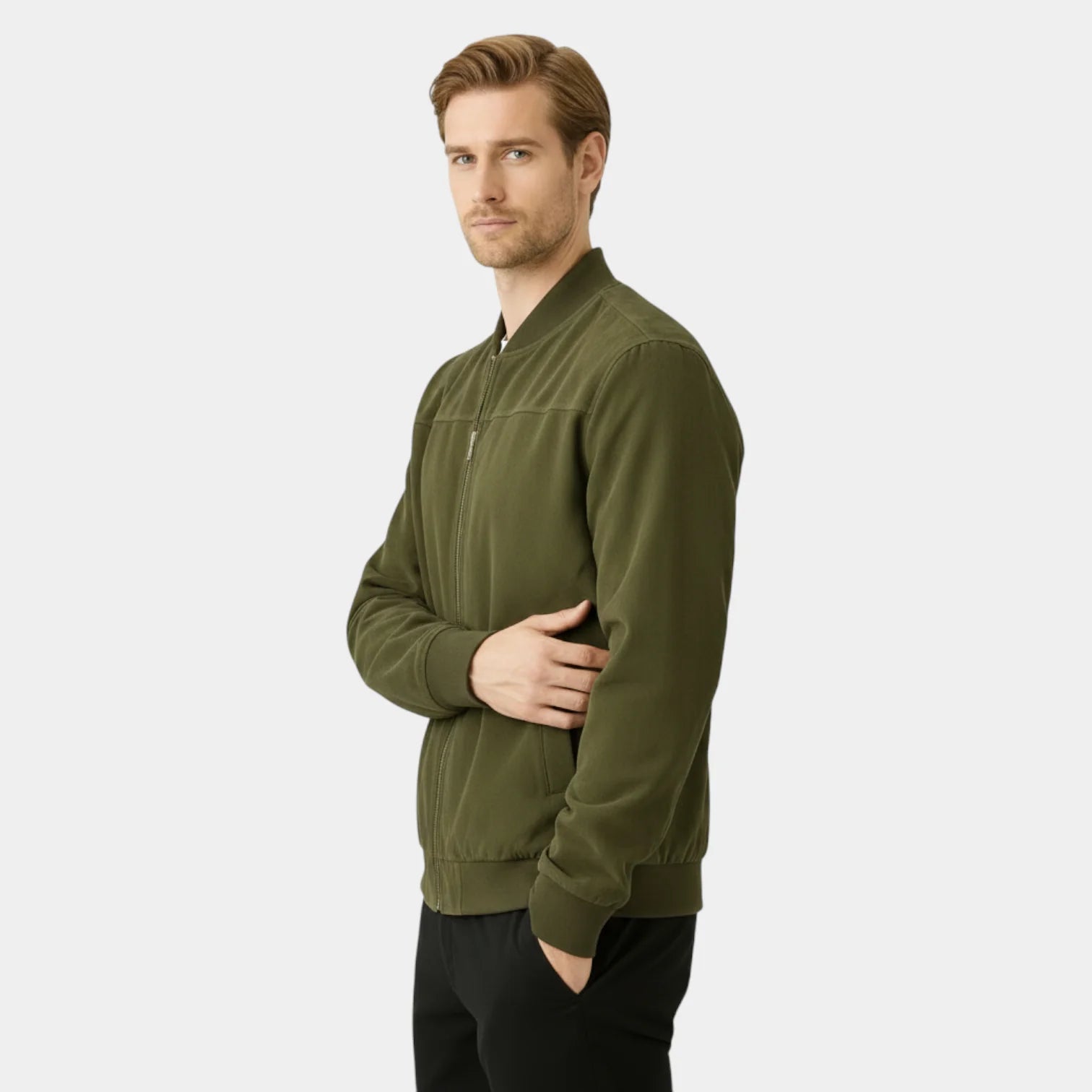 Veste bomber légère pour homme avec col montant et fermeture zippée intégrale