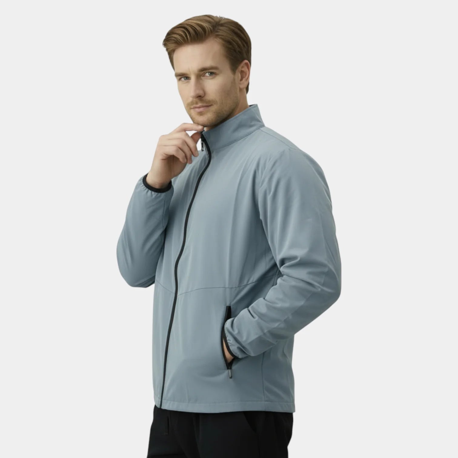 Veste de sport homme respirante zippée avec col montant pour course et fitness
