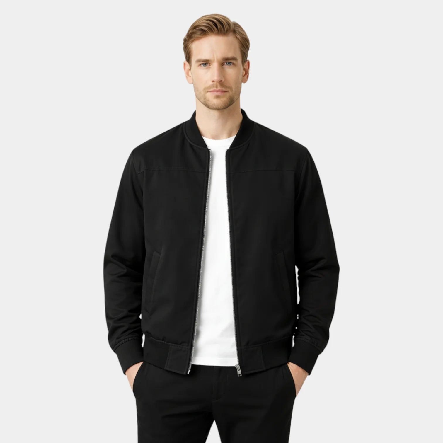 Veste bomber légère pour homme avec col montant et fermeture zippée intégrale