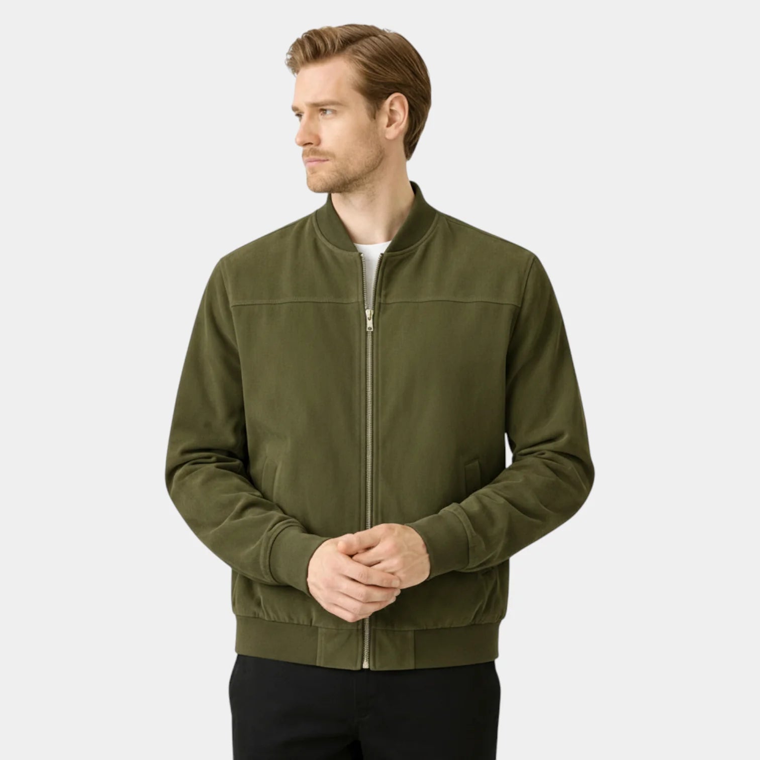 Veste bomber légère pour homme avec col montant et fermeture zippée intégrale