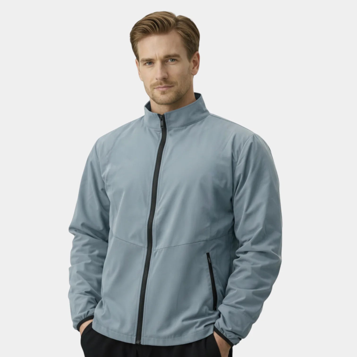 Veste de sport homme respirante zippée avec col montant pour course et fitness