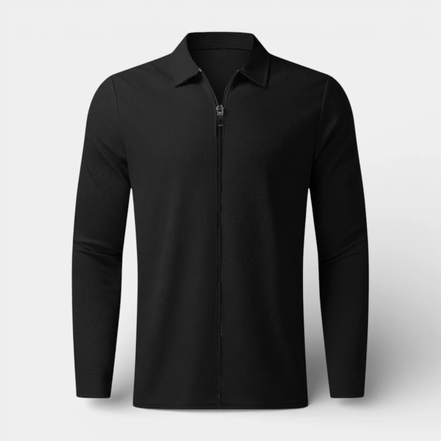 Veste légère pour homme en maille gaufrée avec fermeture éclair et col polo