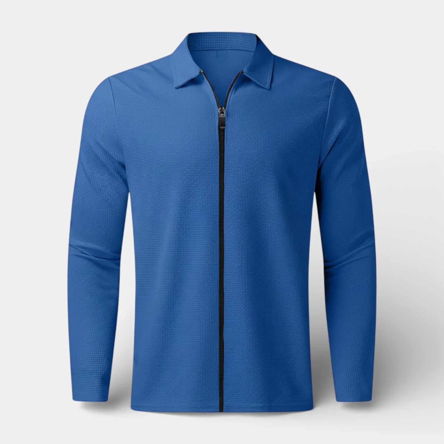 Veste légère pour homme en maille gaufrée avec fermeture éclair et col polo